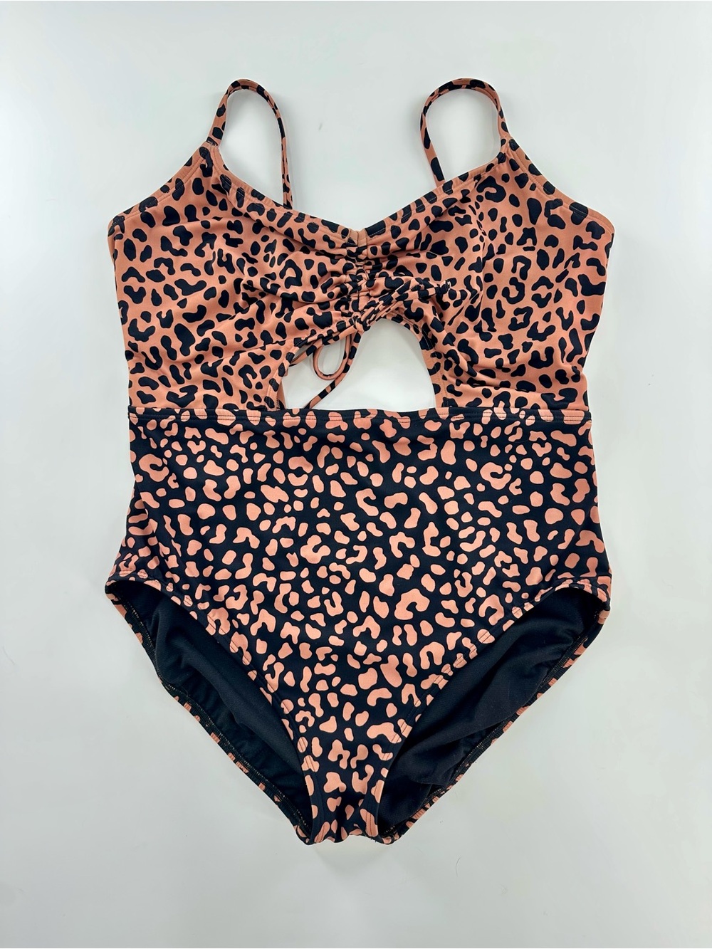 Beach Betty Two-Tone Animal Print One Piece Swimsuit Size L